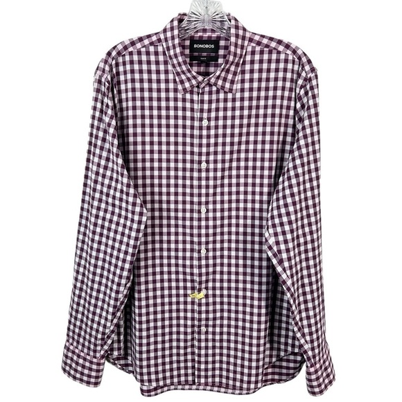 Bonobos Ginham Check Slim Fit Long Sleeve Button Up Shirt Large - Picture 1 of 6